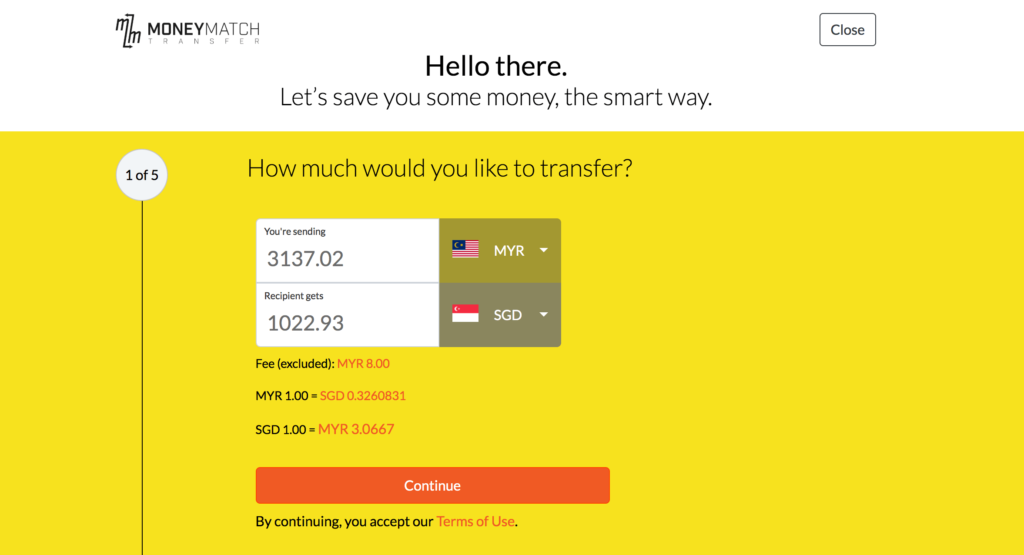 transfer money from malaysia to singapore using MoneyMatch